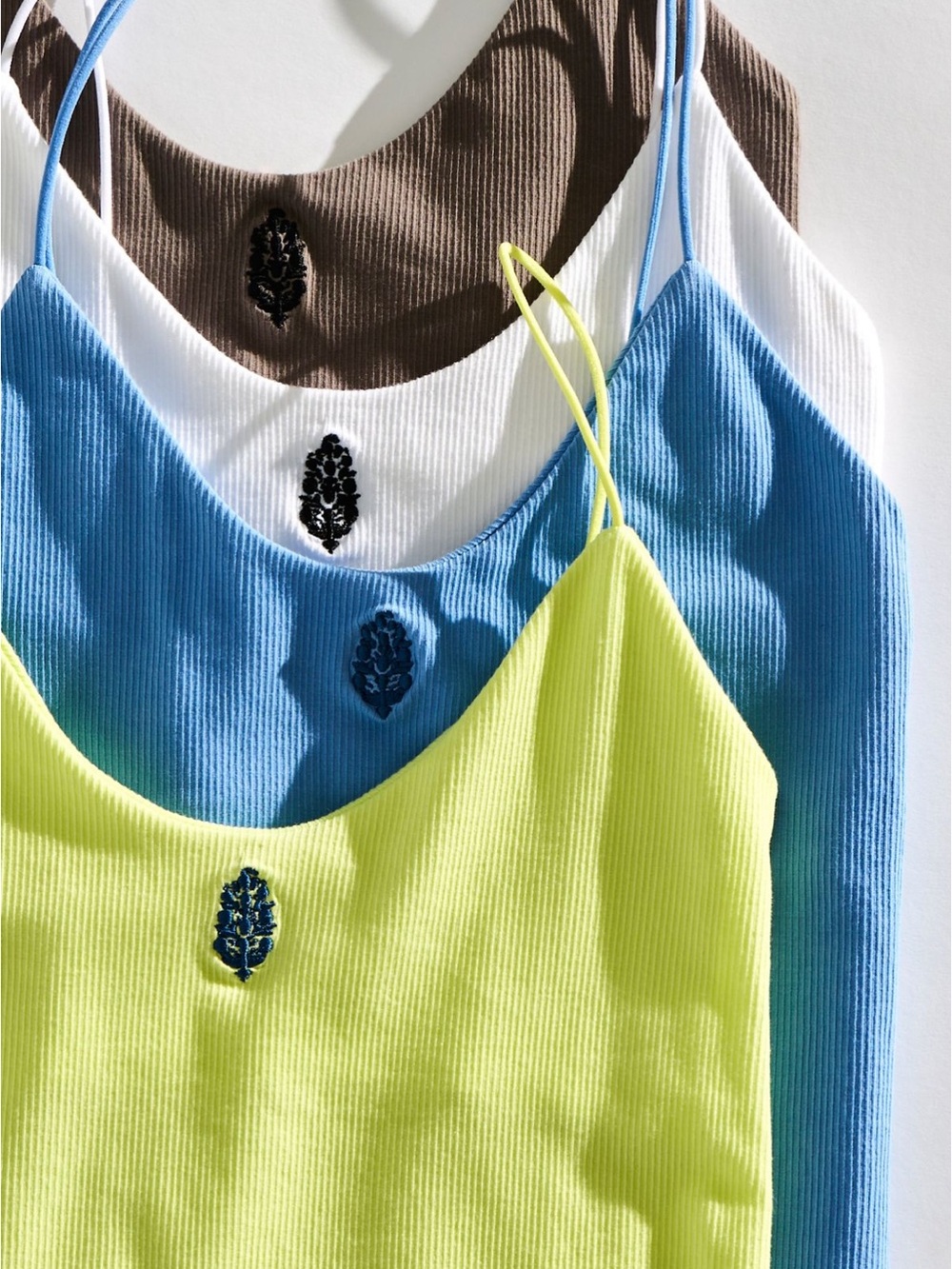 Ribbed Spaghetti Strap Tank Top - Blue
